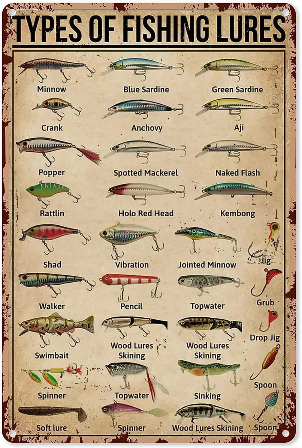 Papan Logam Vintage Bertema Me - Fishing Lure ulasan dan harga